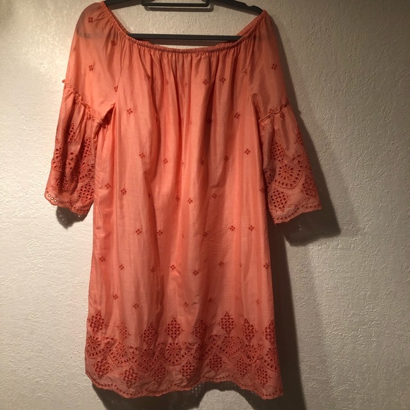 Cotton coral mini dress - Picture 4 of 8